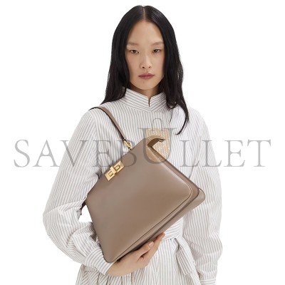 FENDI PEEKABOO SOFT MEDIUM DOVE GREY LEATHER BAG 8BN353AOVHF0E65 (33*25.5*10cm)